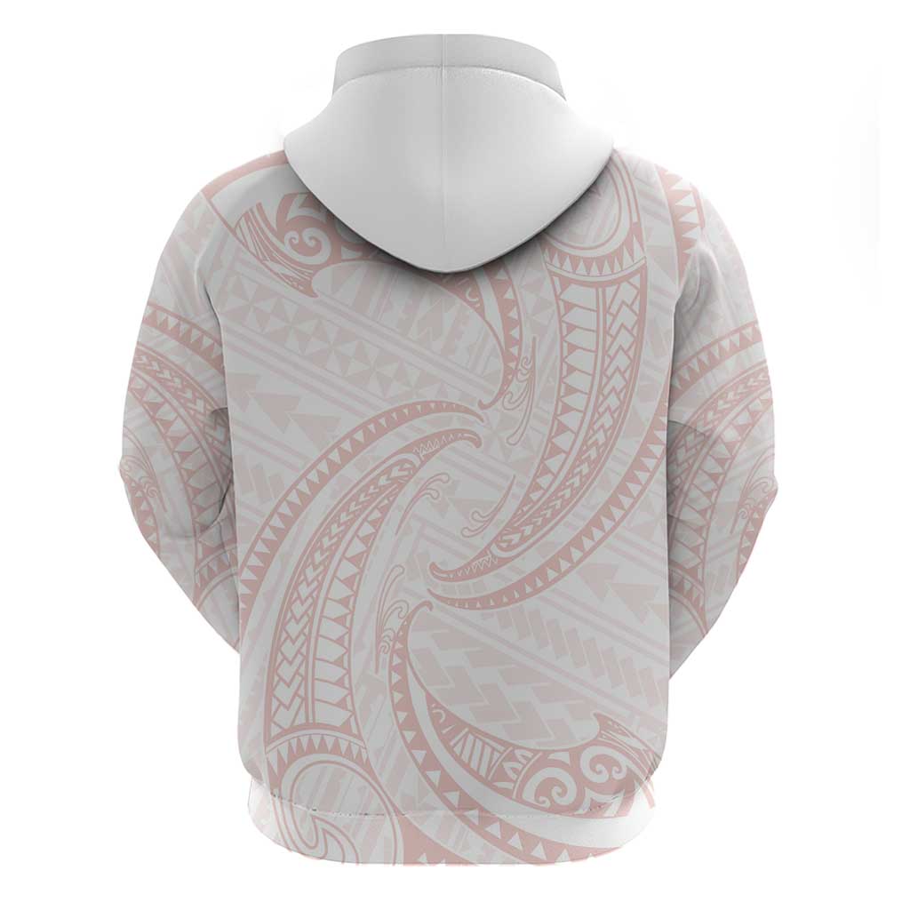 White Sunday Lotu Tamaiti Hoodie Polynesian Wave Pastel Blush LT9 - Polynesian Pride