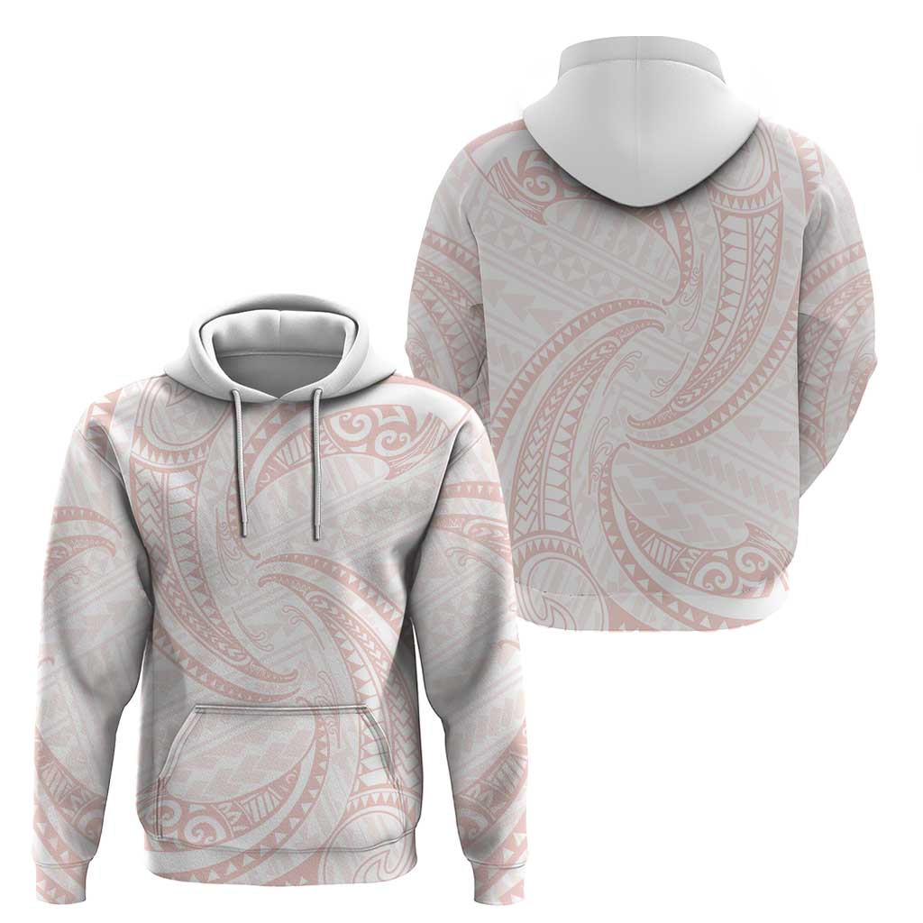 White Sunday Lotu Tamaiti Hoodie Polynesian Wave Pastel Blush LT9 - Polynesian Pride