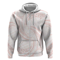 White Sunday Lotu Tamaiti Hoodie Polynesian Wave Pastel Blush LT9 Zip Hoodie Blush - Polynesian Pride