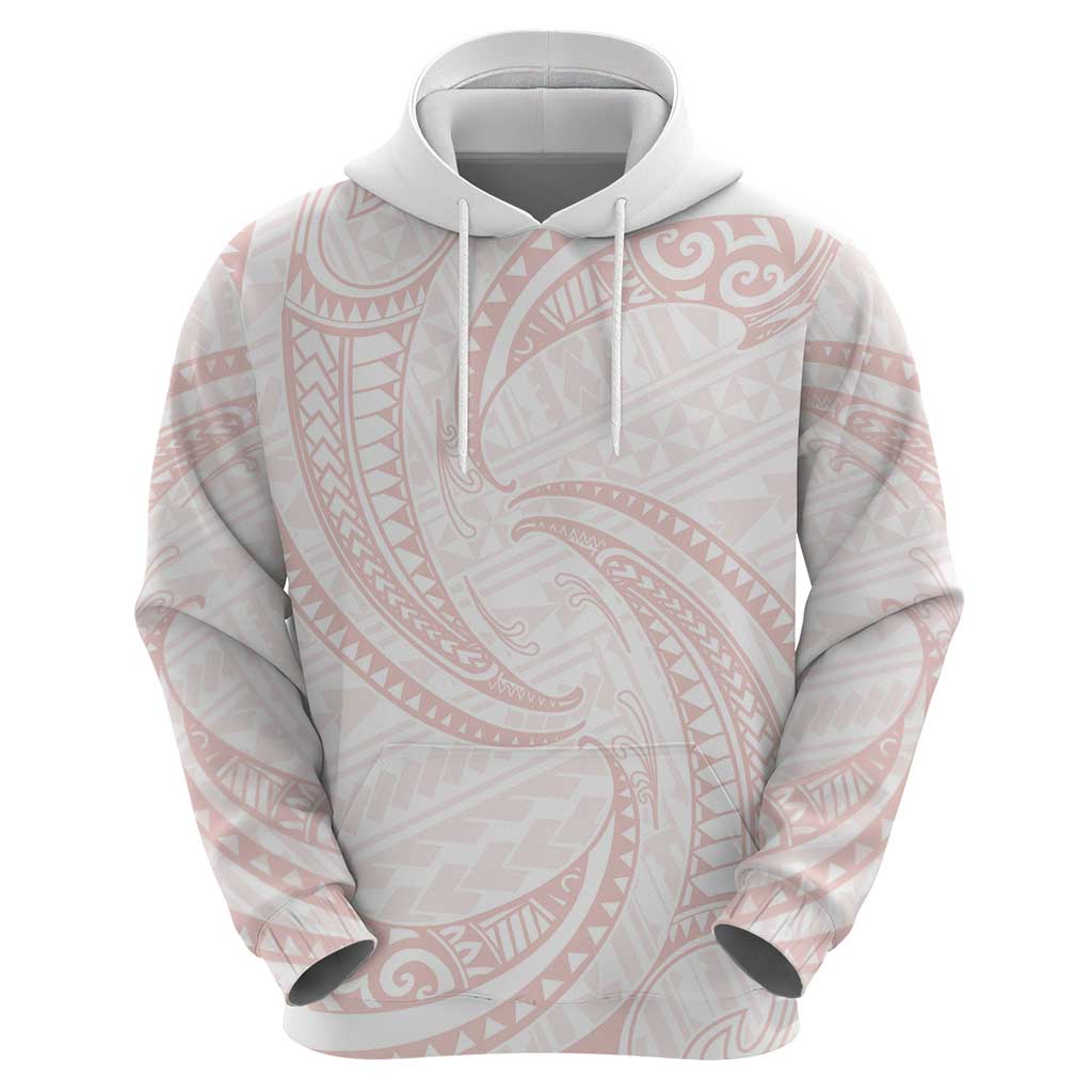 White Sunday Lotu Tamaiti Hoodie Polynesian Wave Pastel Blush LT9 - Polynesian Pride