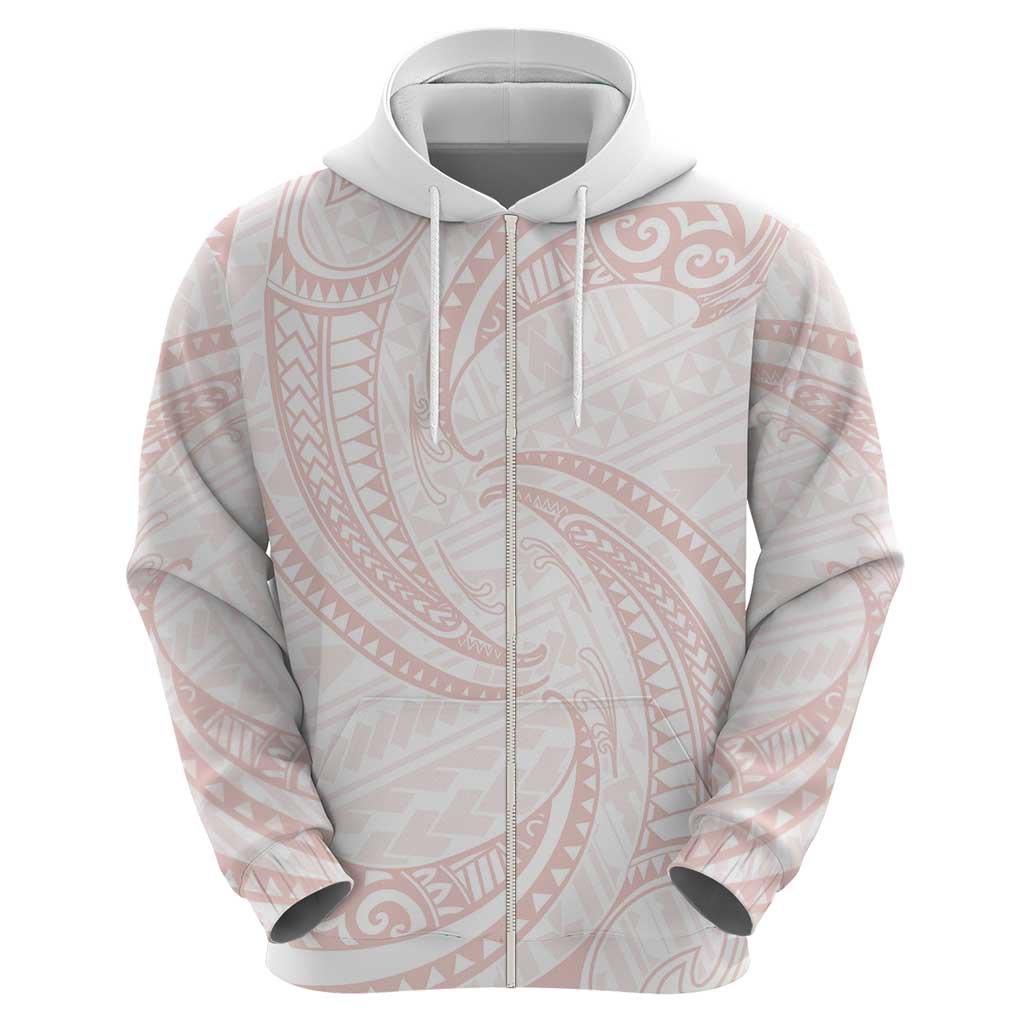 White Sunday Lotu Tamaiti Hoodie Polynesian Wave Pastel Blush LT9 - Polynesian Pride