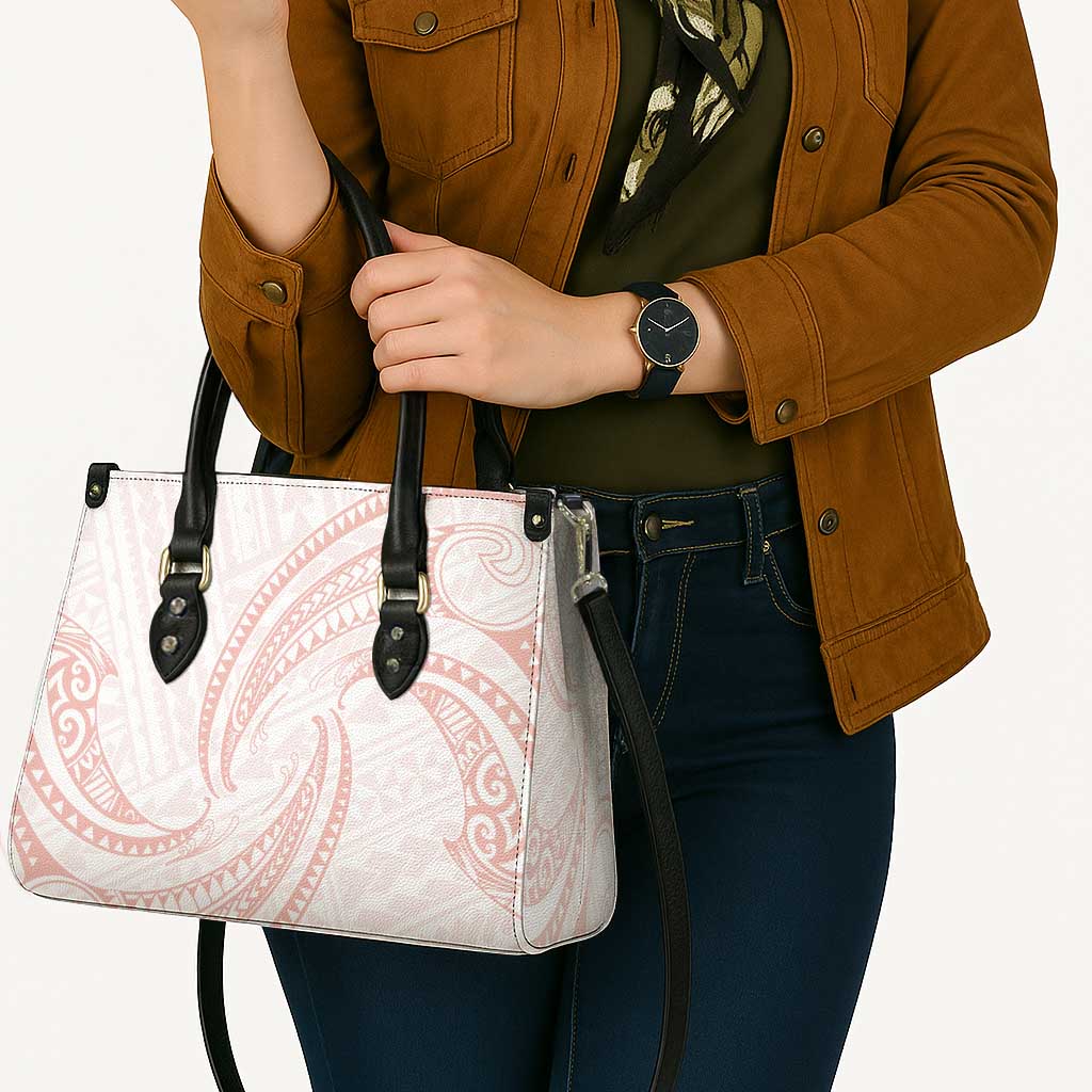 White Sunday Lotu Tamaiti Leather Bag Polynesian Wave Pastel Blush LT9 - Polynesian Pride