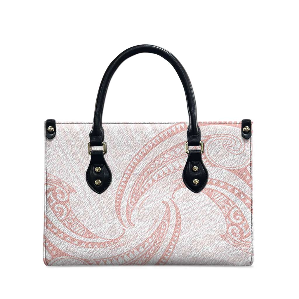 White Sunday Lotu Tamaiti Leather Bag Polynesian Wave Pastel Blush LT9 - Polynesian Pride