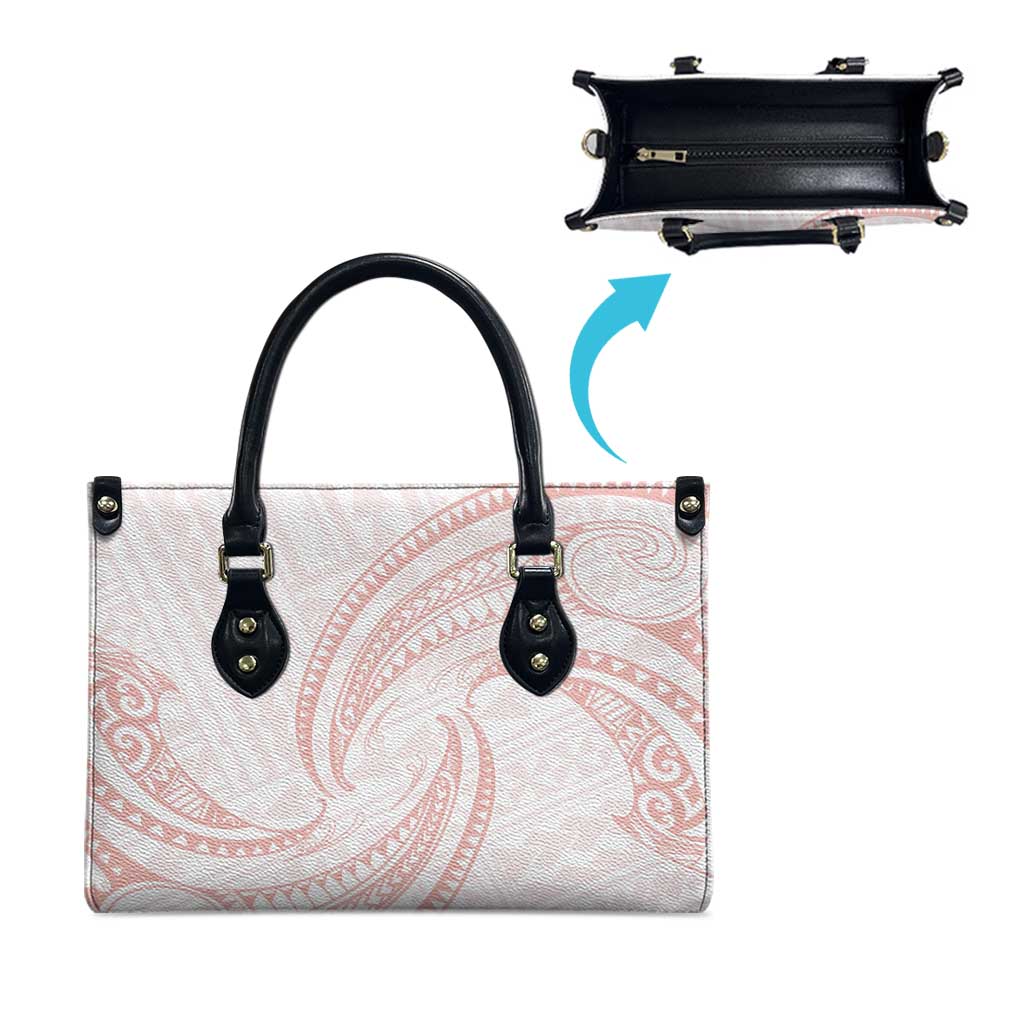 White Sunday Lotu Tamaiti Leather Bag Polynesian Wave Pastel Blush LT9 - Polynesian Pride