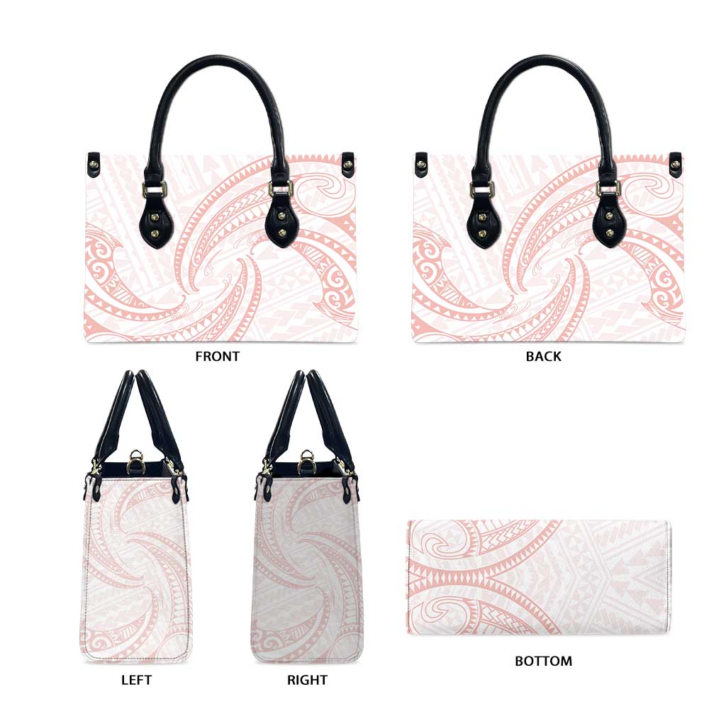 White Sunday Lotu Tamaiti Leather Bag Polynesian Wave Pastel Blush LT9 - Polynesian Pride
