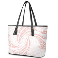 White Sunday Lotu Tamaiti Leather Tote Bag Polynesian Wave Pastel Blush LT9 - Polynesian Pride
