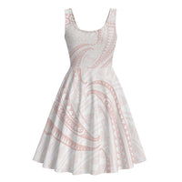 White Sunday Lotu Tamaiti Midi Dress Polynesian Wave Pastel Blush LT9 - Polynesian Pride