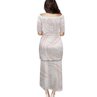 White Sunday Lotu Tamaiti Puletasi Polynesian Wave Pastel Blush LT9 - Polynesian Pride