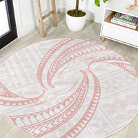 White Sunday Lotu Tamaiti Round Carpet Polynesian Wave Pastel Blush LT9 Blush - Polynesian Pride