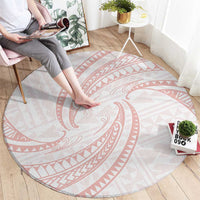 White Sunday Lotu Tamaiti Round Carpet Polynesian Wave Pastel Blush LT9 - Polynesian Pride