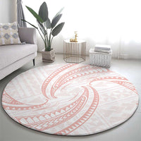 White Sunday Lotu Tamaiti Round Carpet Polynesian Wave Pastel Blush LT9 - Polynesian Pride