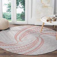 White Sunday Lotu Tamaiti Round Carpet Polynesian Wave Pastel Blush LT9 - Polynesian Pride