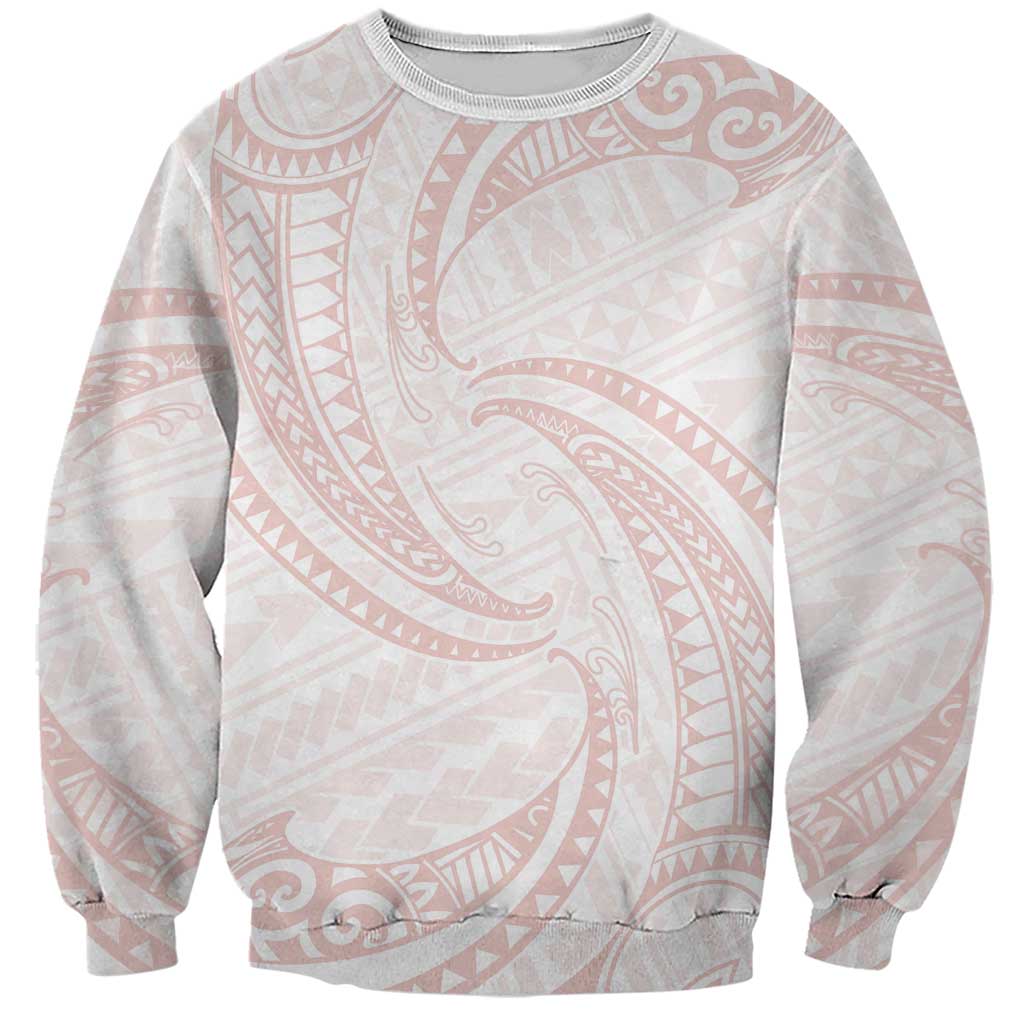 White Sunday Lotu Tamaiti Sweatshirt Polynesian Wave Pastel Blush LT9 Unisex Blush - Polynesian Pride