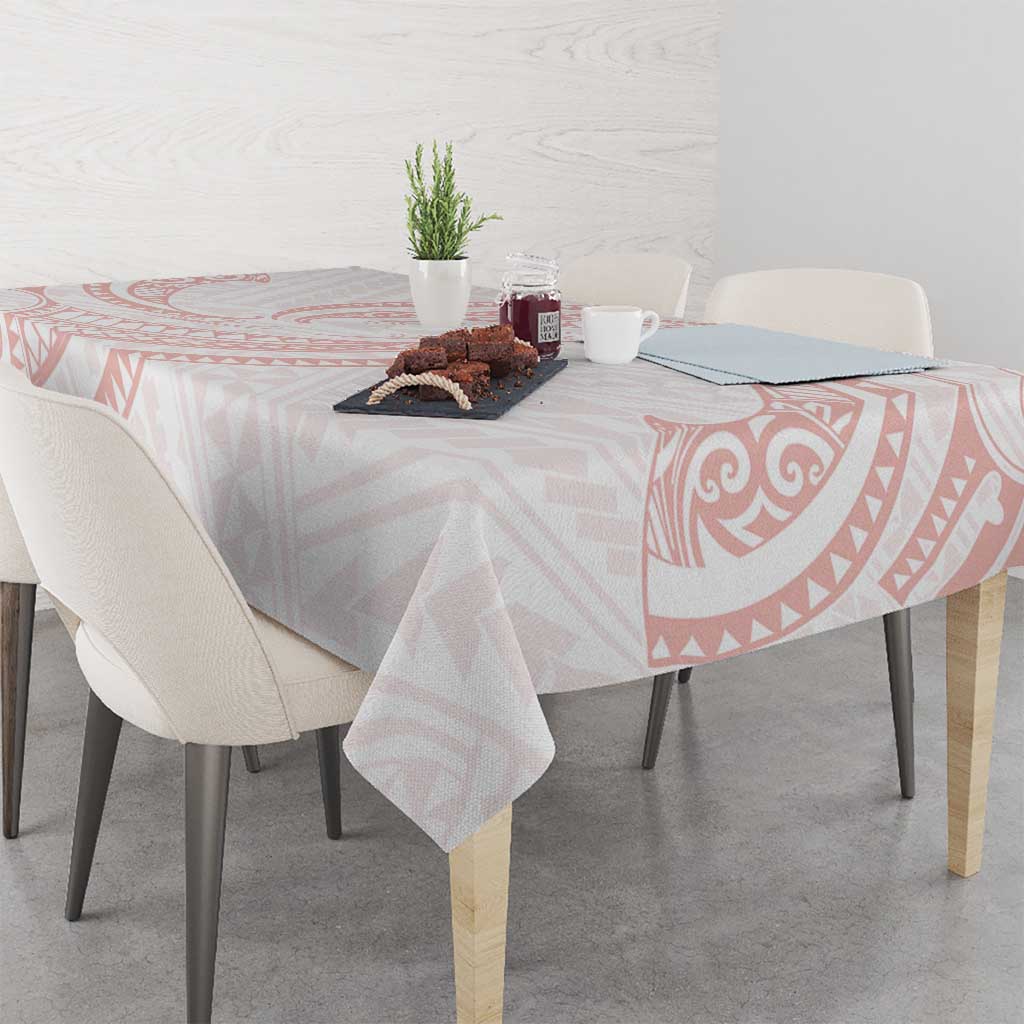 White Sunday Lotu Tamaiti Tablecloth Polynesian Wave Pastel Blush LT9 - Polynesian Pride