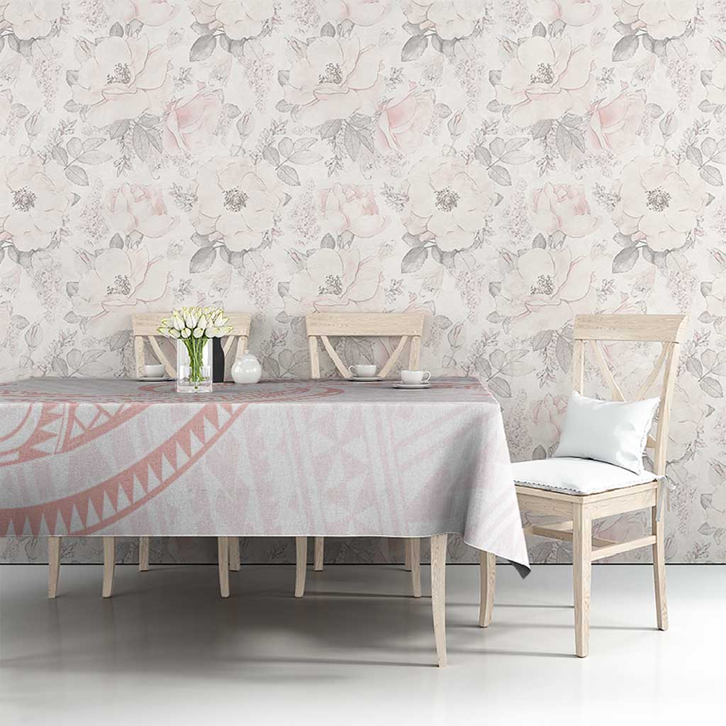 White Sunday Lotu Tamaiti Tablecloth Polynesian Wave Pastel Blush LT9 - Polynesian Pride