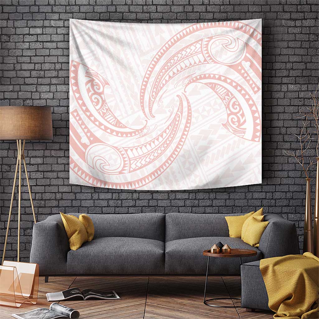 White Sunday Lotu Tamaiti Tapestry Polynesian Wave Pastel Blush LT9 Blush - Polynesian Pride