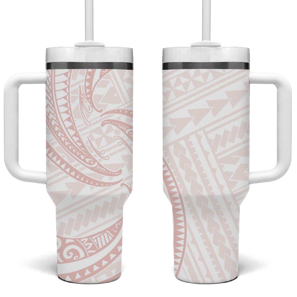 White Sunday Lotu Tamaiti Tumbler With Handle Polynesian Wave Pastel Blush LT9 One Size: 40 oz Blush - Polynesian Pride