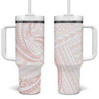 White Sunday Lotu Tamaiti Tumbler With Handle Polynesian Wave Pastel Blush LT9 One Size: 40 oz Blush - Polynesian Pride