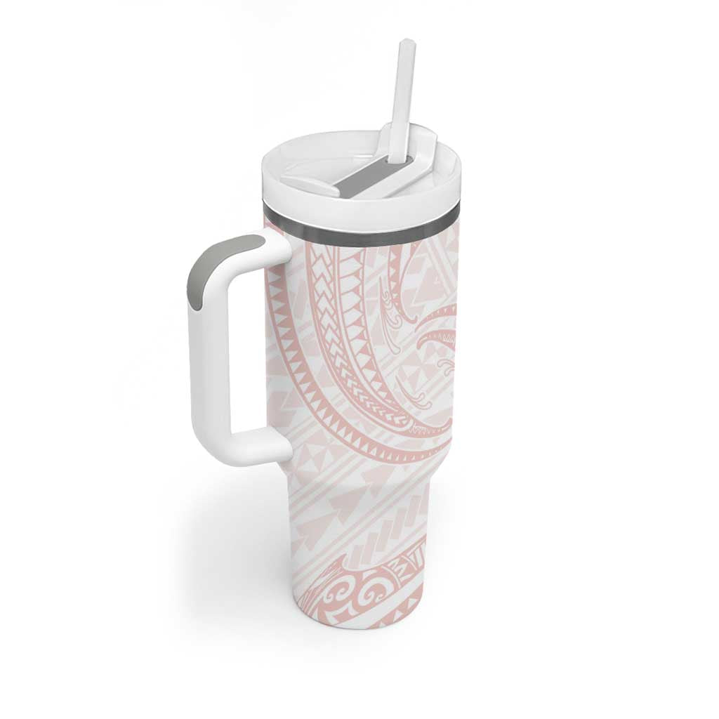 White Sunday Lotu Tamaiti Tumbler With Handle Polynesian Wave Pastel Blush LT9 - Polynesian Pride