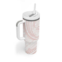 White Sunday Lotu Tamaiti Tumbler With Handle Polynesian Wave Pastel Blush LT9 - Polynesian Pride