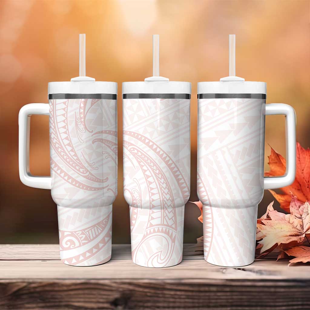 White Sunday Lotu Tamaiti Tumbler With Handle Polynesian Wave Pastel Blush LT9 - Polynesian Pride