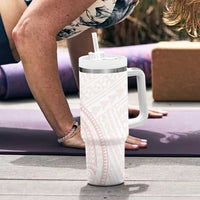 White Sunday Lotu Tamaiti Tumbler With Handle Polynesian Wave Pastel Blush LT9 - Polynesian Pride