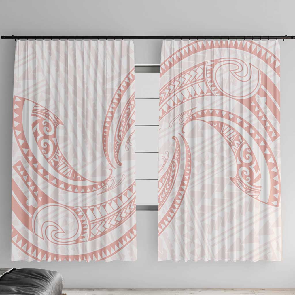 White Sunday Lotu Tamaiti Window Curtain Polynesian Wave Pastel Blush LT9 With Hooks Blush - Polynesian Pride