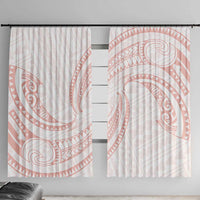 White Sunday Lotu Tamaiti Window Curtain Polynesian Wave Pastel Blush LT9 With Hooks Blush - Polynesian Pride