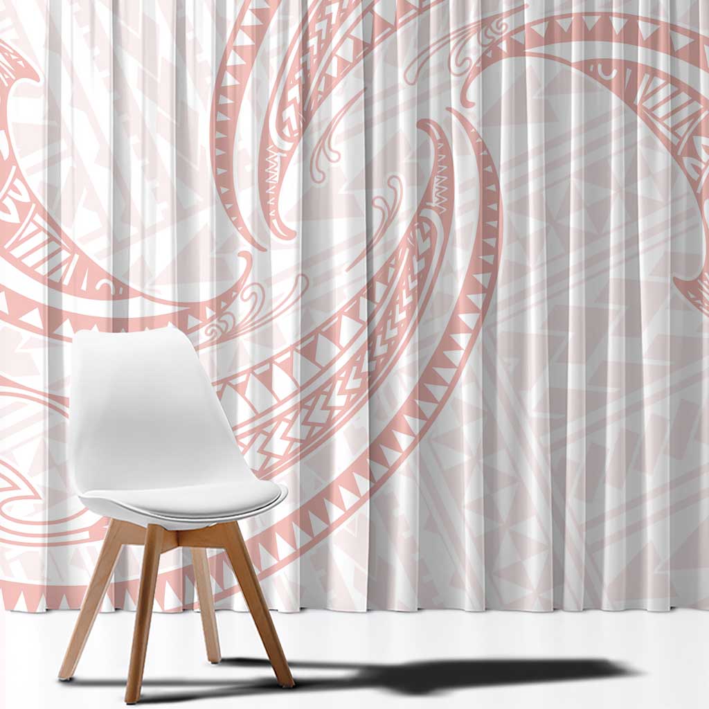 White Sunday Lotu Tamaiti Window Curtain Polynesian Wave Pastel Blush LT9 - Polynesian Pride