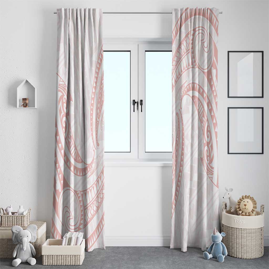 White Sunday Lotu Tamaiti Window Curtain Polynesian Wave Pastel Blush LT9 - Polynesian Pride