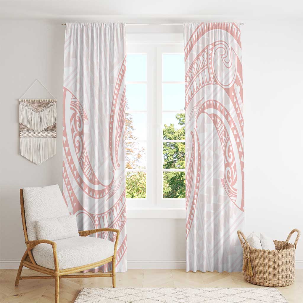 White Sunday Lotu Tamaiti Window Curtain Polynesian Wave Pastel Blush LT9 - Polynesian Pride