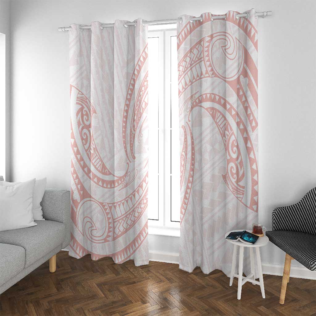 White Sunday Lotu Tamaiti Window Curtain Polynesian Wave Pastel Blush LT9 With Grommets Blush - Polynesian Pride