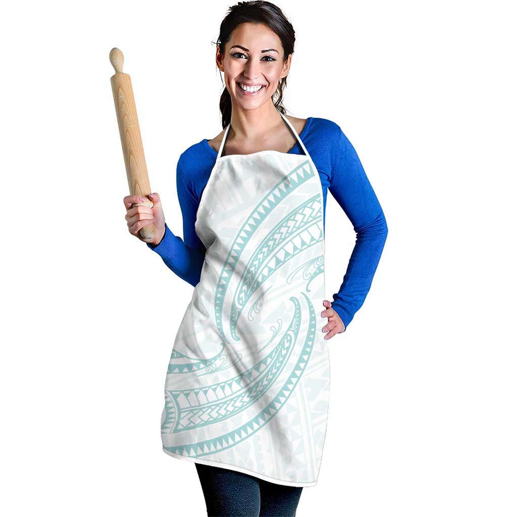 White Sunday Lotu Tamaiti Apron Polynesian Wave Pastel Cyan LT9 - Polynesian Pride