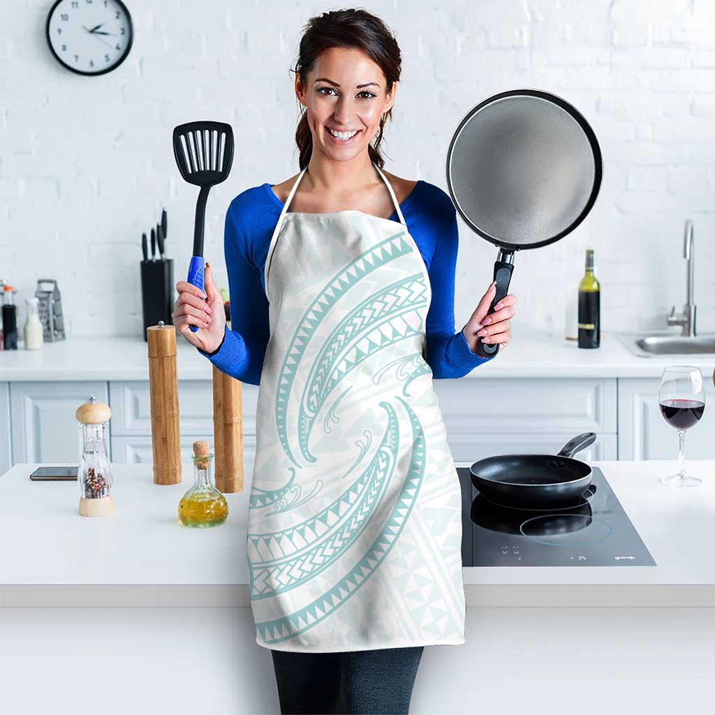 White Sunday Lotu Tamaiti Apron Polynesian Wave Pastel Cyan LT9 - Polynesian Pride