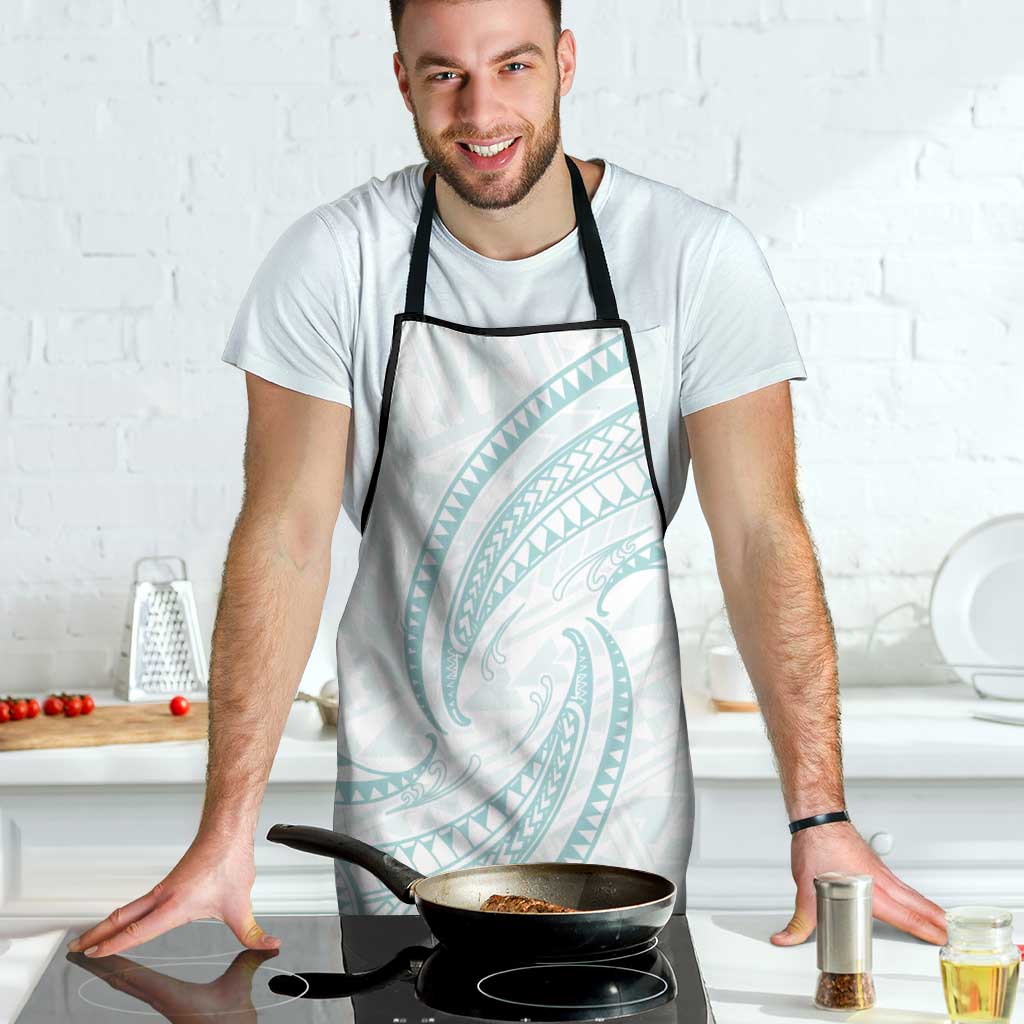 White Sunday Lotu Tamaiti Apron Polynesian Wave Pastel Cyan LT9 - Polynesian Pride