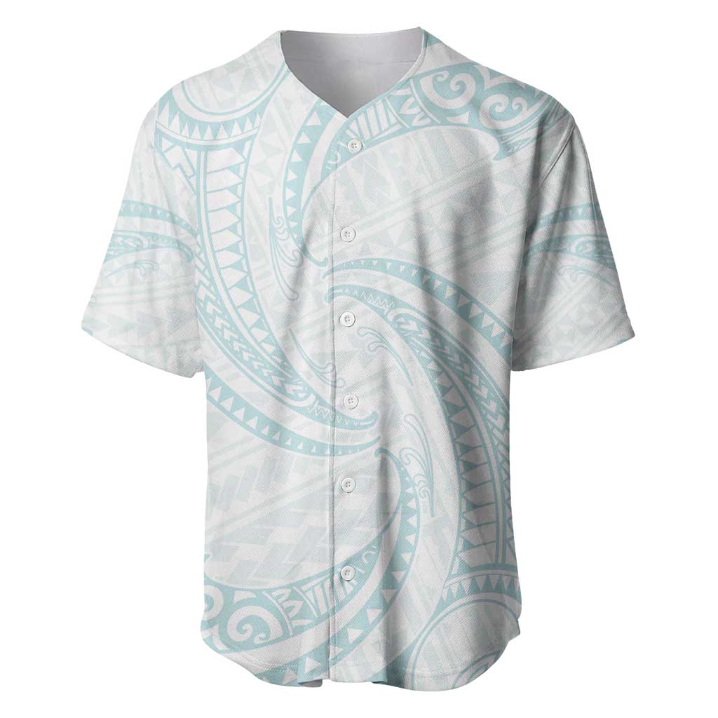 White Sunday Lotu Tamaiti Baseball Jersey Polynesian Wave Pastel Cyan LT9 Cyan - Polynesian Pride