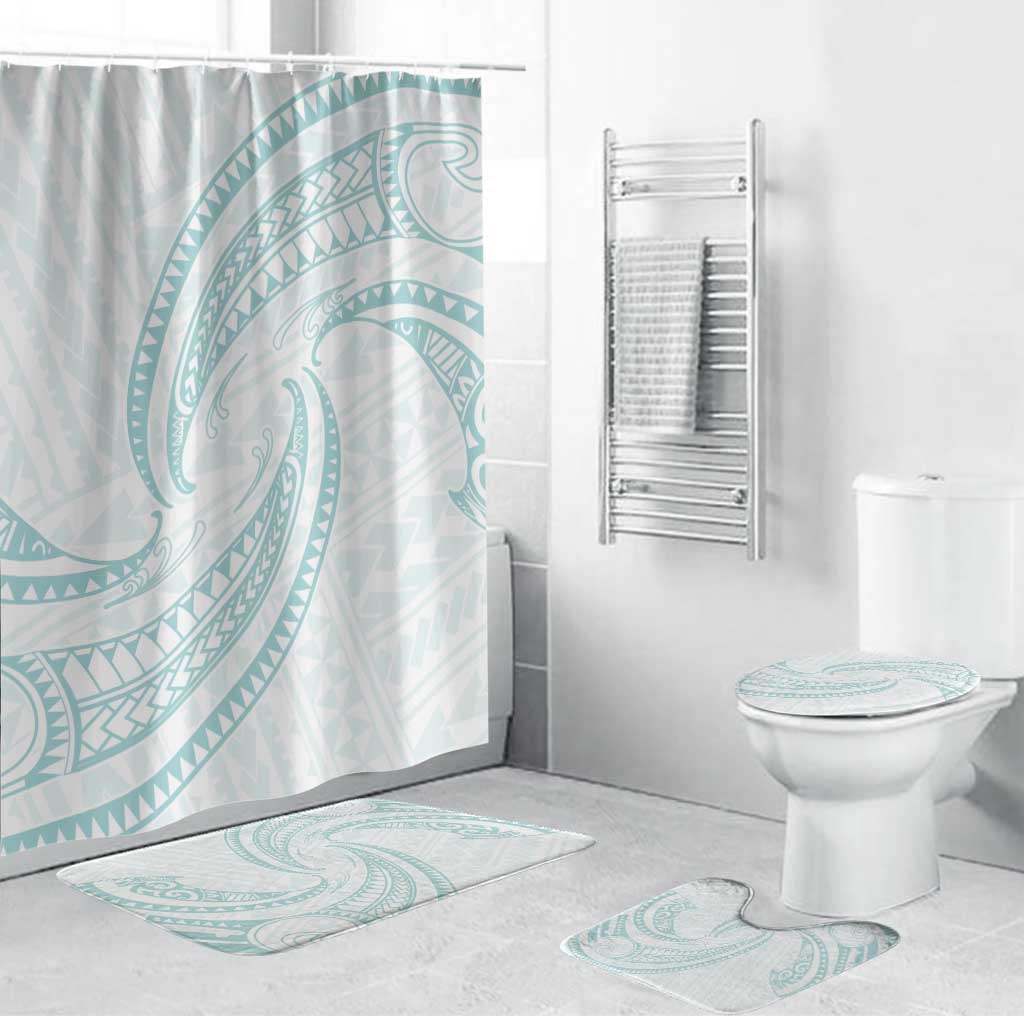 White Sunday Lotu Tamaiti Bathroom Set Polynesian Wave Pastel Cyan LT9 Bathroom Set (4 pcs) Cyan - Polynesian Pride