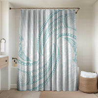White Sunday Lotu Tamaiti Bathroom Set Polynesian Wave Pastel Cyan LT9 Shower Curtain Only Cyan - Polynesian Pride