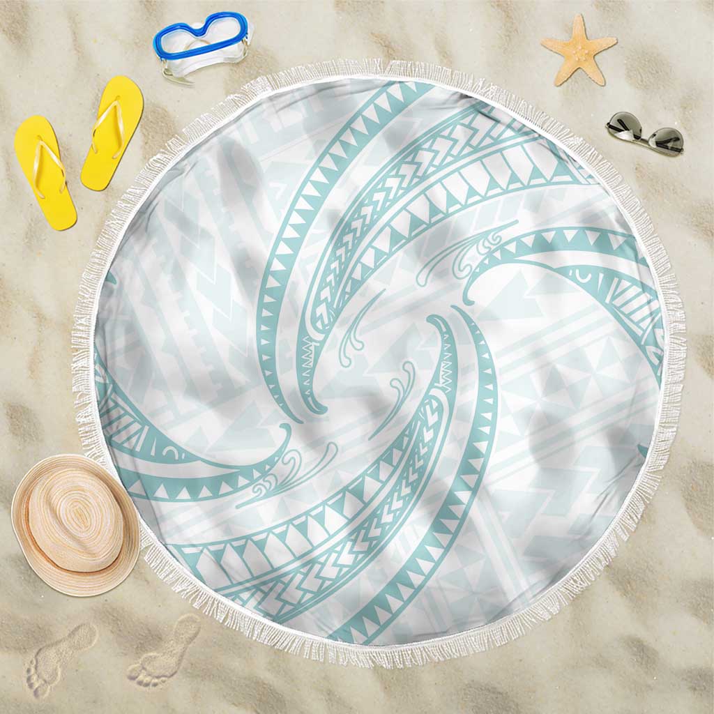 White Sunday Lotu Tamaiti Beach Blanket Polynesian Wave Pastel Cyan LT9 One Size 150cm Cyan - Polynesian Pride