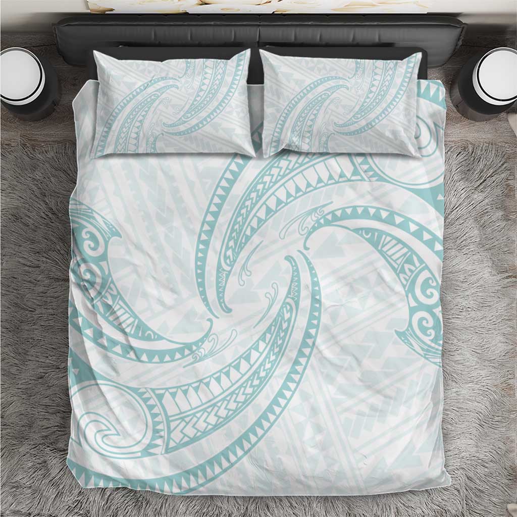 White Sunday Lotu Tamaiti Bedding Set Polynesian Wave Pastel Cyan LT9 Cyan - Polynesian Pride