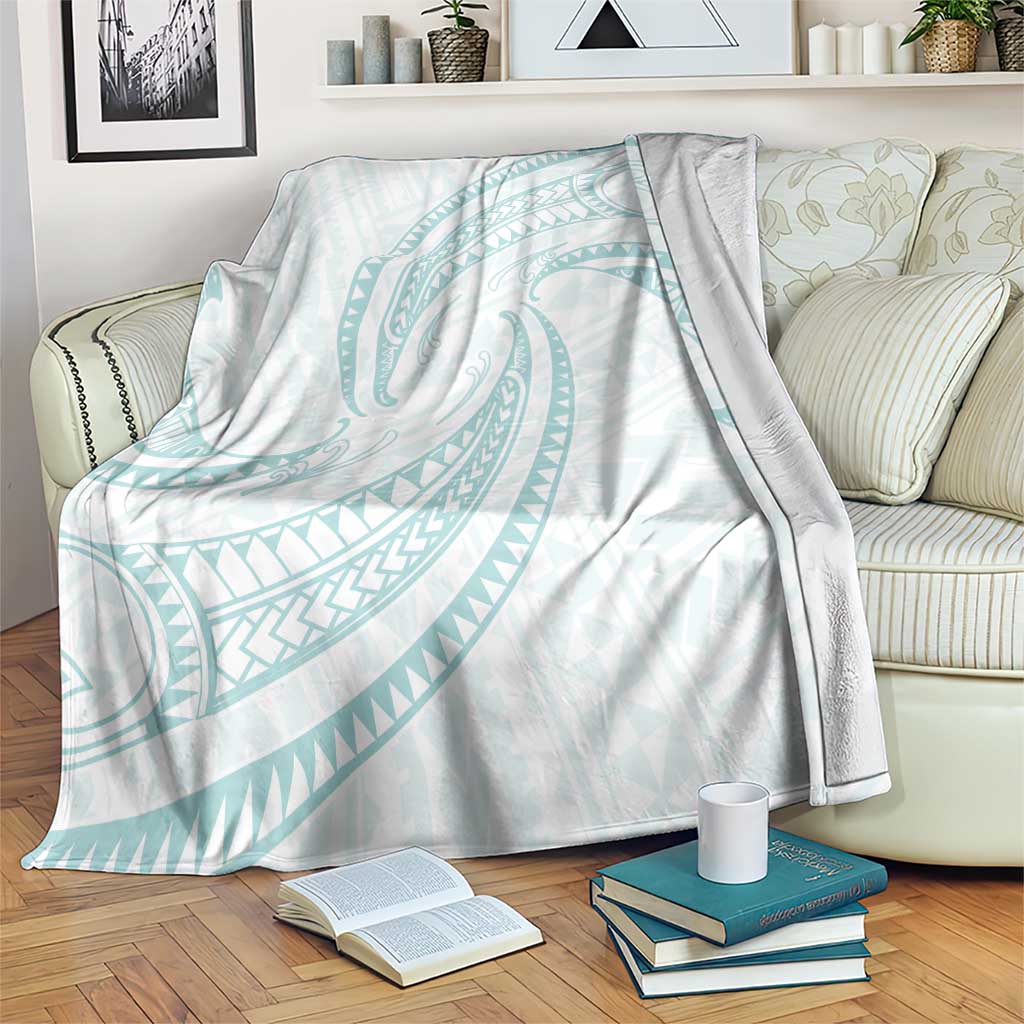 White Sunday Lotu Tamaiti Blanket Polynesian Wave Pastel Cyan LT9 Cyan - Polynesian Pride