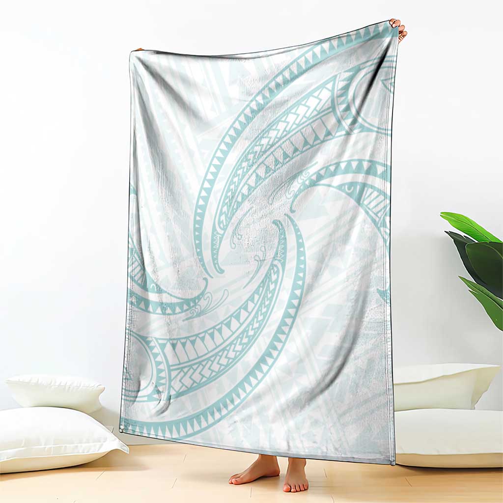 White Sunday Lotu Tamaiti Blanket Polynesian Wave Pastel Cyan LT9 - Polynesian Pride