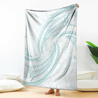 White Sunday Lotu Tamaiti Blanket Polynesian Wave Pastel Cyan LT9 - Polynesian Pride