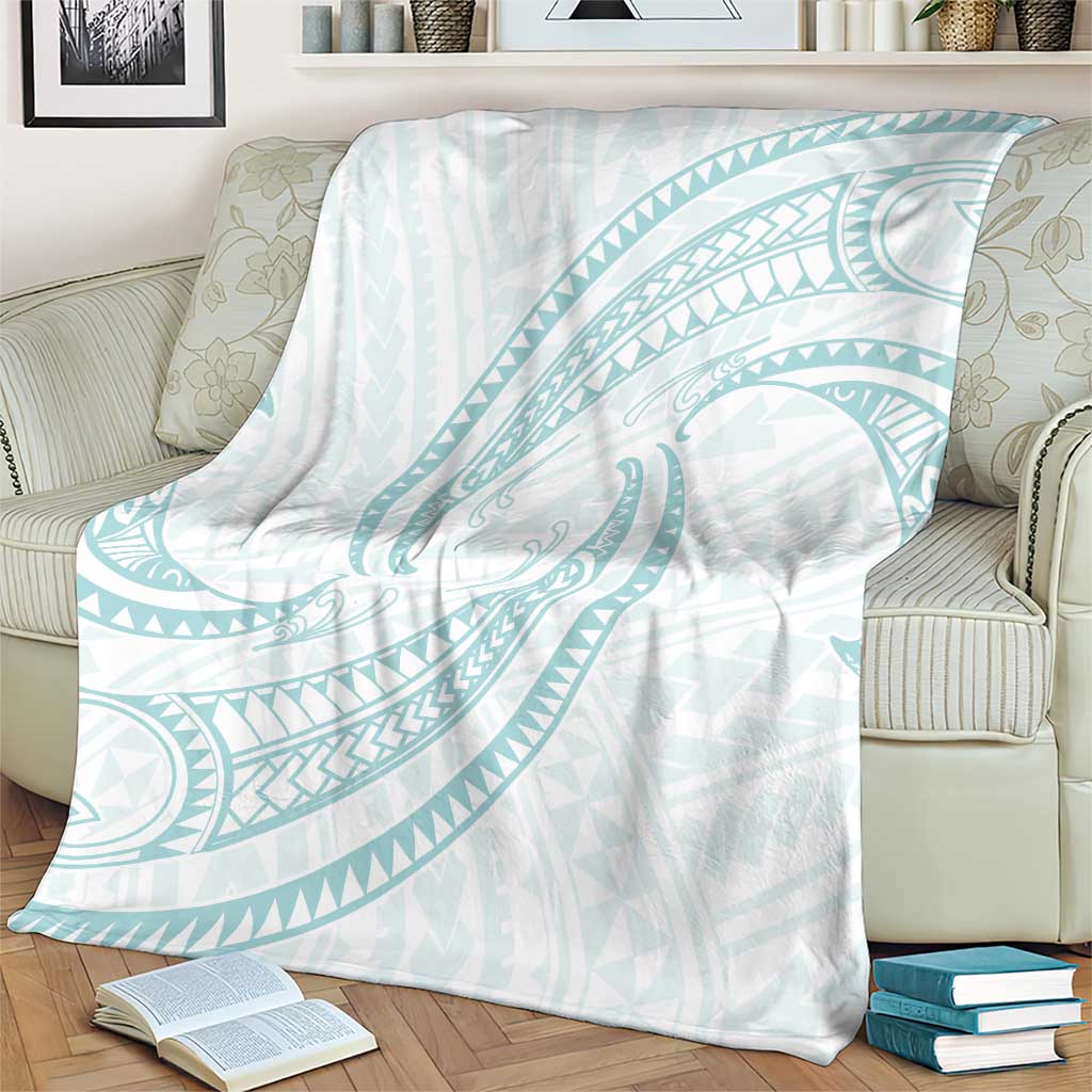 White Sunday Lotu Tamaiti Blanket Polynesian Wave Pastel Cyan LT9 - Polynesian Pride