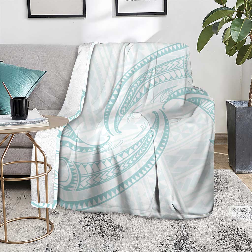 White Sunday Lotu Tamaiti Blanket Polynesian Wave Pastel Cyan LT9 - Polynesian Pride