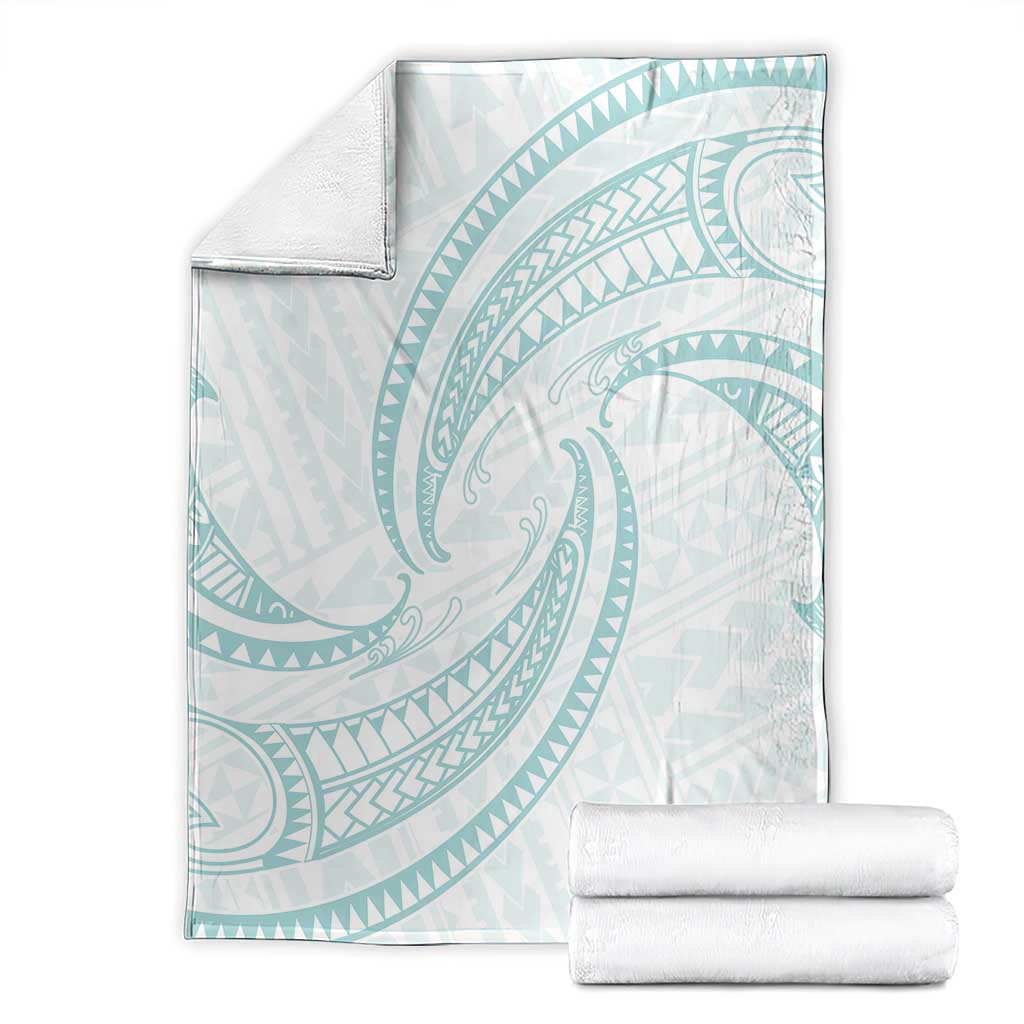 White Sunday Lotu Tamaiti Blanket Polynesian Wave Pastel Cyan LT9 - Polynesian Pride