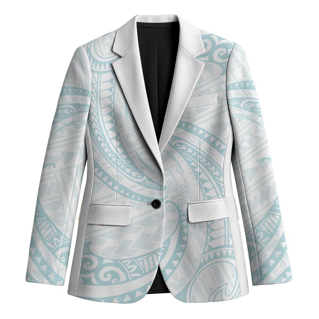 White Sunday Lotu Tamaiti Blazer Polynesian Wave Pastel Cyan LT9 Unisex Cyan - Polynesian Pride