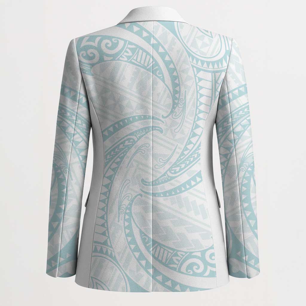 White Sunday Lotu Tamaiti Blazer Polynesian Wave Pastel Cyan LT9 - Polynesian Pride
