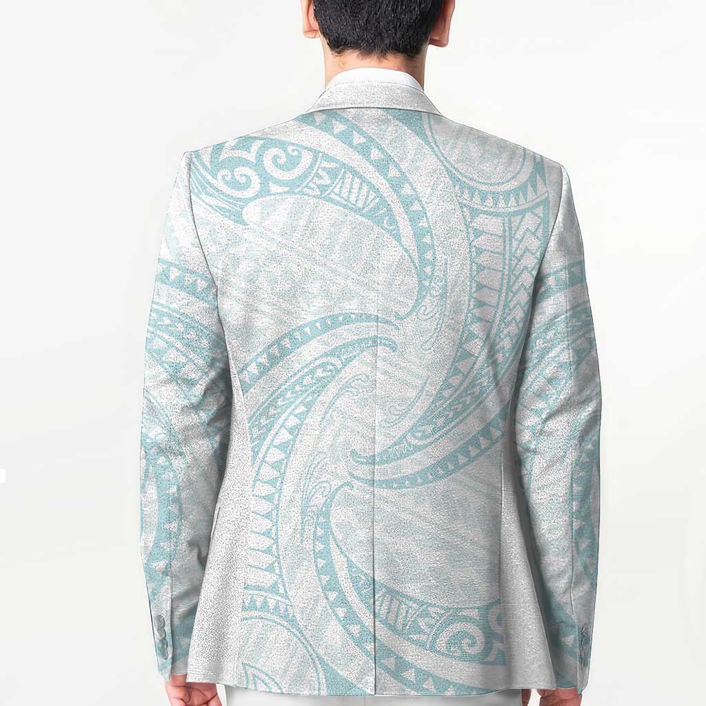 White Sunday Lotu Tamaiti Blazer Polynesian Wave Pastel Cyan LT9 - Polynesian Pride