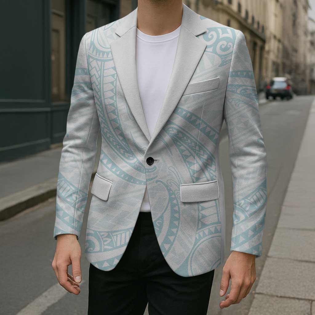 White Sunday Lotu Tamaiti Blazer Polynesian Wave Pastel Cyan LT9 - Polynesian Pride